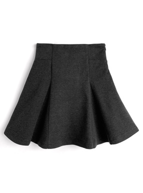 インパン裏地付きハイウエストフレアミニスカート