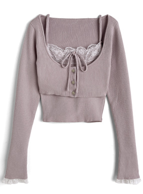 レースカーディガン×キャミソールアンサンブル