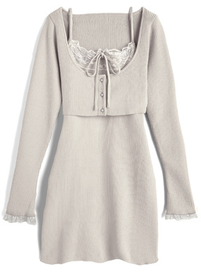 レースカーディガン×キャミソールアンサンブル