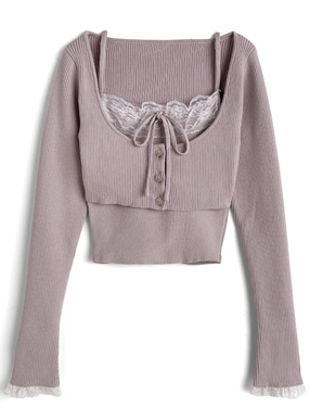 レースカーディガン×キャミソールアンサンブル