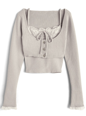 レースカーディガン×キャミソールアンサンブル