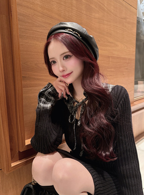 チェック柄ドッキングリブニットミニワンピース