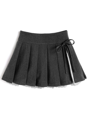 インパン裏地付きレーススプリーツミニスカート