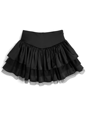 インパン裏地付きティアードフリルチュールミニスカート