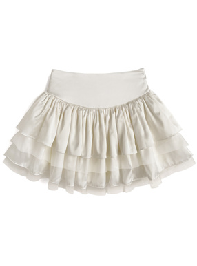 インパン裏地付きティアードフリルチュールミニスカート