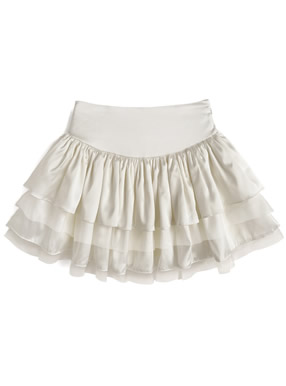 インパン裏地付きティアードフリルチュールミニスカート