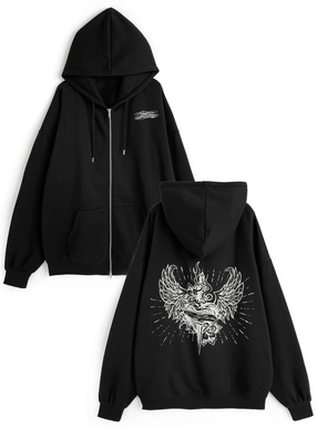 ロゴプリントダブルジップスウェットパーカー