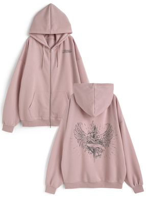 ロゴプリントダブルジップスウェットパーカー