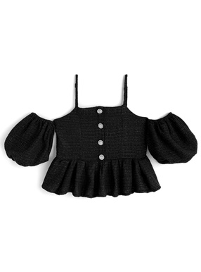 袖2Wayツイードペプラムトップス