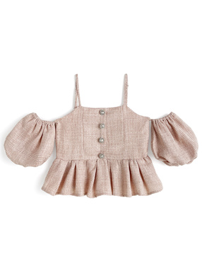 袖2Wayツイードペプラムトップス