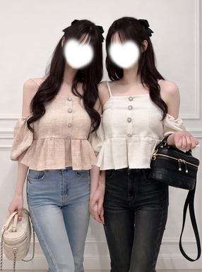 袖2Wayツイードペプラムトップス