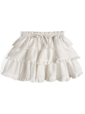 インパン裏地付き楊柳ティアードミニスカート