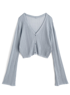 Vネックリブニットカーディガン