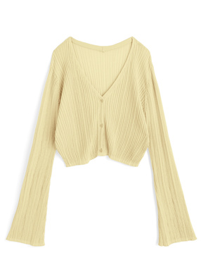 Vネックリブニットカーディガン