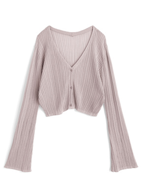 Vネックリブニットカーディガン