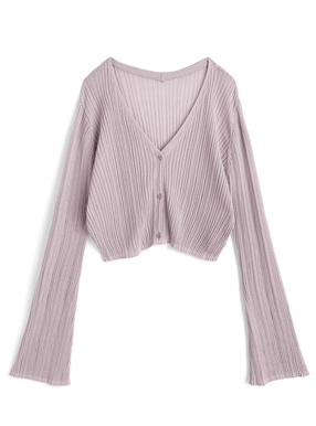 Vネックリブニットカーディガン