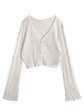 Vネックリブニットカーディガン