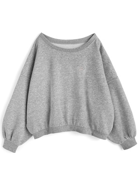 ロゴ刺繍ラインストーンオフショルダースウェットトップス