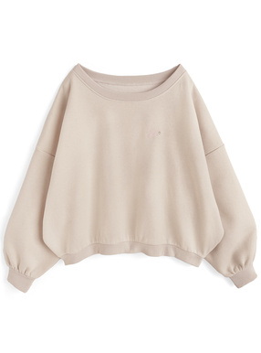 ロゴ刺繍ラインストーンオフショルダースウェットトップス