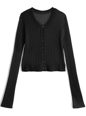 透かし編みニットカーディガン