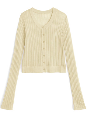 透かし編みニットカーディガン