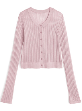 透かし編みニットカーディガン