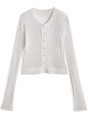 透かし編みニットカーディガン