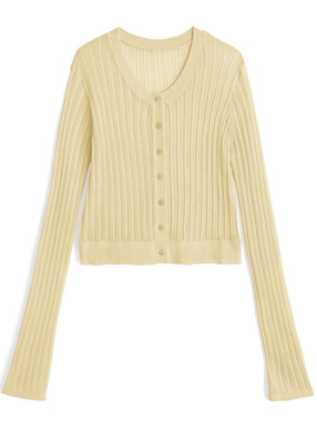 透かし編みニットカーディガン