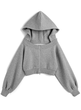 オフショルダーダブルジップスウェットパーカー