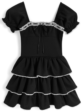 レースティアードミニワンピース