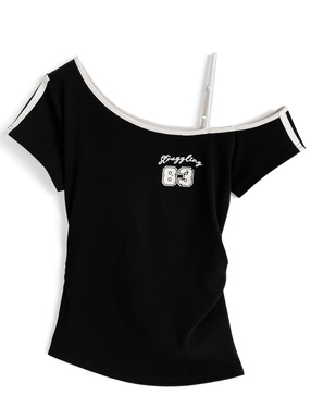 配色ラインワンショルダートップス