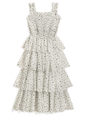 ドット柄シャーリングキャミソールワンピース