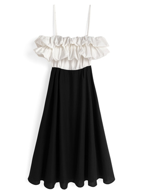 バルーンオフショルダーロングワンピース