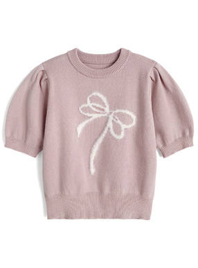 シャギーリボンニットトップス