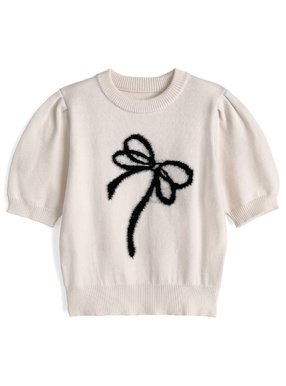 シャギーリボンニットトップス