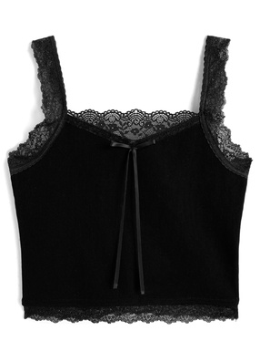 レースリブショート丈キャミソール