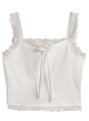 レースリブショート丈キャミソール