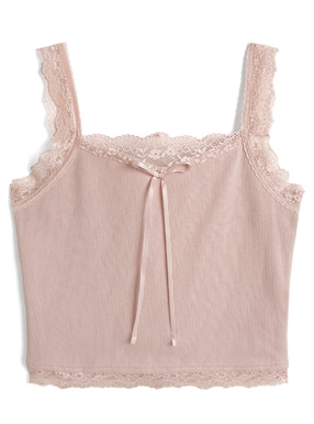 レースリブショート丈キャミソール