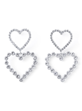 2連ハートフープビジューピアス