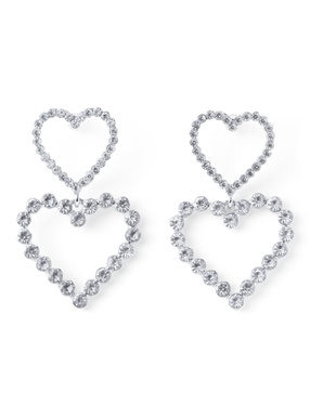 2連ハートフープビジューピアス