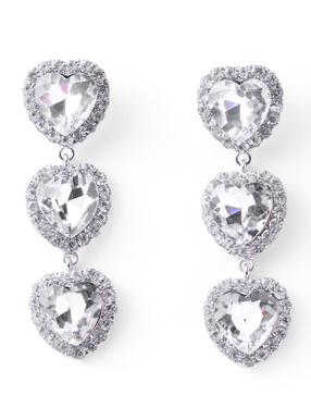 3連ハートビジューピアス