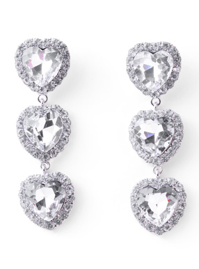 3連ハートビジューピアス