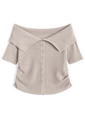 2Wayビッグカラーニットトップス