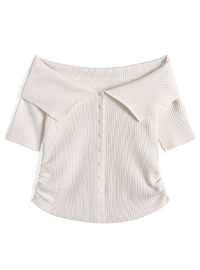 2Wayビッグカラーニットトップス