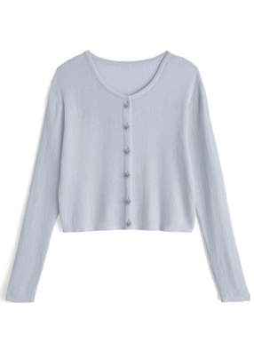 ビジューボタンシアーニットカーディガン