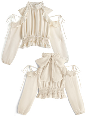 2Wayリボンショルダーオープンアメスリシアーブラウス