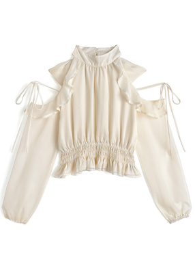 前後2Wayリボンショルダーオープンアメスリシアーブラウス