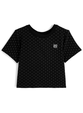 ドット柄刺繍ロゴショート丈トップス