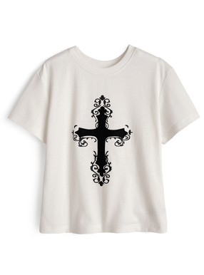 クロスロゴ刺繍Tシャツ
