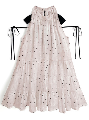 ドット柄リボンアメスリティアードミニワンピース